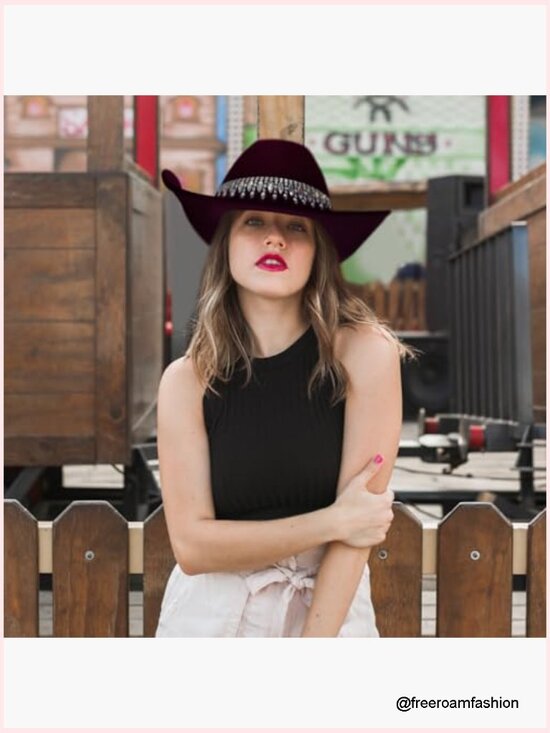 Rhinestone Cowgirl Hat Sequin Western Cowboy Wide Brim Adjustable main image 6